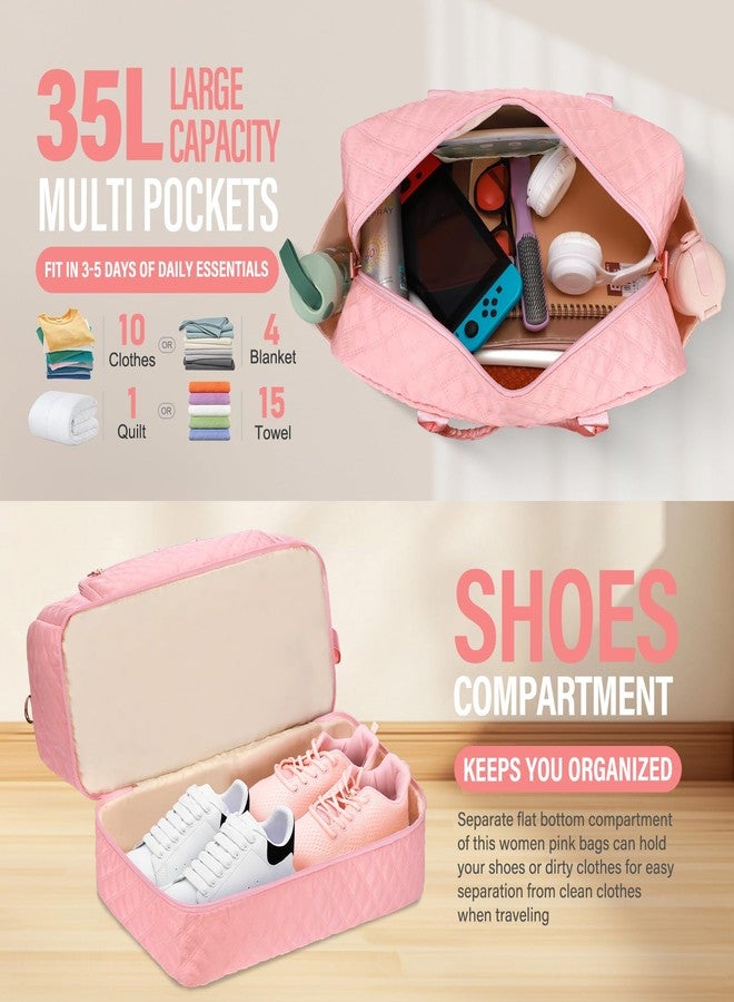 EIMMBD Large Travel Duffle Bag for Women,Carry on Overnight Bag Weekender Bags with Toiletry Bag Travel Bags for Women with Shoe Compartment for Gym Business Trips Sport Hospital(Pink) - Image 4